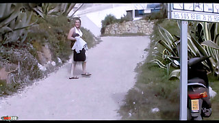 The Young French Girl Christaiks Filmed on the Beach