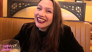 Cheating Wife Fucks Employee in Pub Toilet While Husband Waits Outside and Gets a Surprise Load All Over Her Face