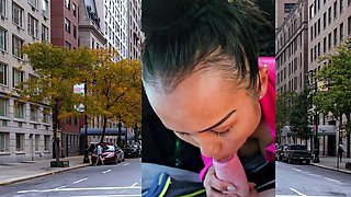 Thai MILF big cock car blowjob in public
