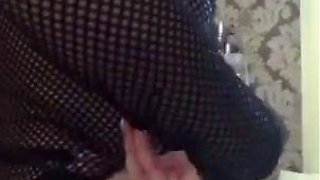 Glamour babe with big boobs masturbates in lingerie