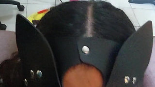 The Masked Girl Is Very Docile When She Has My Cock in Her Mouth