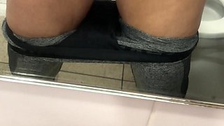 Risky Public Toilet Masturbation Pissing