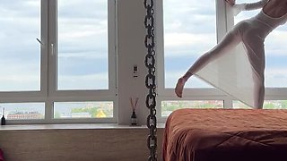 Skinny Russian Cleaning Lady In Short Dress Foot Fetish POV Worship