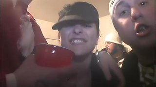 Filthy cock sucking teen slut goes down on dick