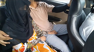 Indian Girlfriend Boyfriend and Cab Driver Threesome Fucking in Car - HD Porn