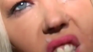 Hot Blonde Teen Dogging Slut Sucks off Two Big Cock Studs in the Woods