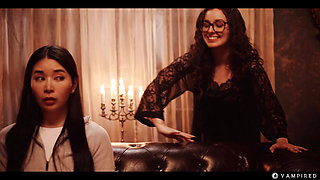 Nerdy Vampire Leana Lovings Bites Rikako Katayama - Asian Babe Transforms into Pussy Craving Lesbian