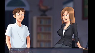 Miss Bissette's steamy classroom action in Summertime Saga gameplay