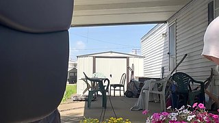 Watering Flowers Flashing Tits and Ass