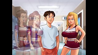 Steamy cheerleaders sneaking into the health center in summertime saga episode
