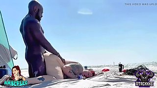 Stacxxxs & Amber Lee Island Fuck: Amateur BBW Redhead Doggy Style on Beach