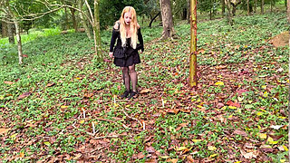 Hot blonde witch in the forest on Halloween - Blowjob Creampie Facefuck