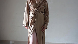 Very Sexy Yellow Satin Dress