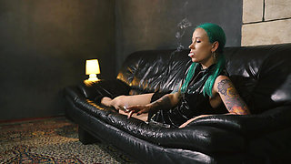 Smoking in a Pvc Dress