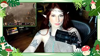 Amateur redhead Jacqueline with glasses masturbates
