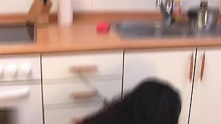 Tanned German Doll Facialized After a Hot Fuck in the Kitchen