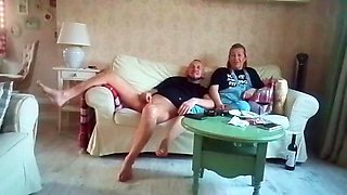 An ordinary evening with my stepmother, she watches TV, and I jerk off to her