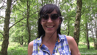 Brunette British Slag Loves a Risky Dirty Dogging Mission During the Day Time