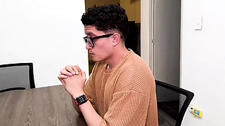 Secretary Fucks Her Boss's Stepson on the Office Desk, Nerd Boy Has a Big Cock! Daniela Andrea and Pipe Boy