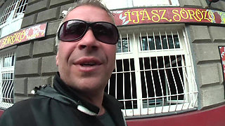 Old & Young - Busty Brunette Gets Fucked by Two Guys in Public, Watch Her Moan!