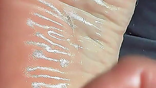 Cum on Sexy Oiled Soles Close up Real Amateur Footfetis POV