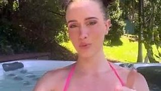 Busty curly brunette with big boobs fucks on couch