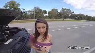 Fucking wrecked big tit in car