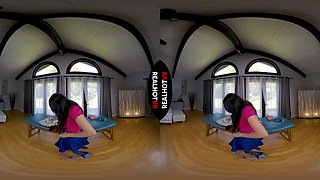 Nude Schoolgirl Fashion Show - Cum On My Latina Tits As I Try On Short Shorts & Tiny Panties - RealHotVR