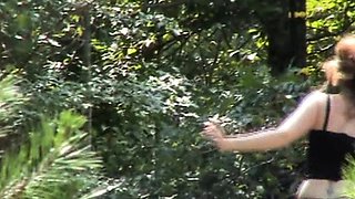 Hot teen caught fingering outdoor by a peeper