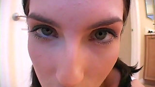 Brunette teen likes being jizzed on her lovely face