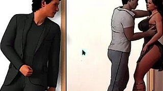 Couple's Love 08 - Cuckold Husband Watches His Hotwife Kissing Another Man in Front of Him - 3D Porn Game