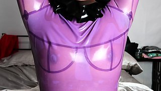 Latex slut solo anal masturbation