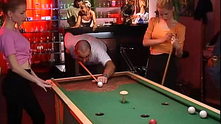 The Bravest of the Three Girlfriends in the Billiard Salon Gets a Blowjob From the Boss DJ