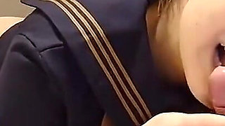 Japanese college girl sucks a cock and gets creampied