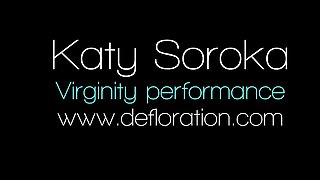 Defloration - Katy shows virgin pussy