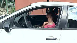 Regina strips nude and masturbates in her car - WeAreHairy