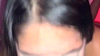 Blonde Sister Smoking Cigarette and Sucking Large Cock in the Foreground - Better Blowjob