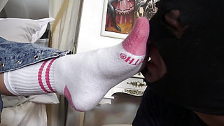 german brat humiliate slave with sock sniffing