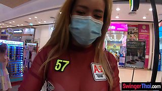 Big tits Thai MILF GF mall visit and sex