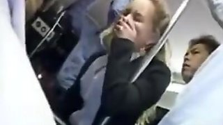 Horny milf touched to multiple orgasm in the bus