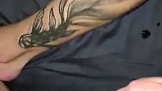 I test out vibrators on my clit while he pumps his cock until he cums into a glass and I swallow his load
