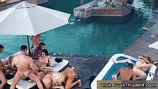Ten Of The Hottest & Horniest Pornstars Show Up For The Biggest Orgy By The Pool