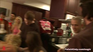 Blondie with piggy mask public nailed