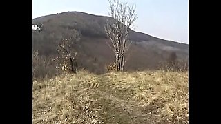 Skinny German Girl Gets Hairy Pussy Fucked in the Woods