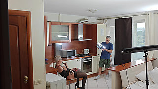 Kinky Husband Films His Mature Hot Wife in the Kitchen to Have a Private Erotic Recording
