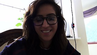 Brunette babe with fake big boobs fucks in the car