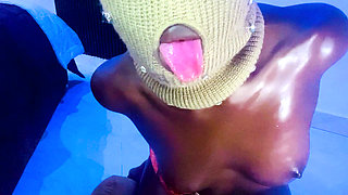 Hot Slim thick African   ebony goddess POV oily  Small tits massage slow motion