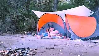 Hot Outdoor Camping Blowjob on the Beach