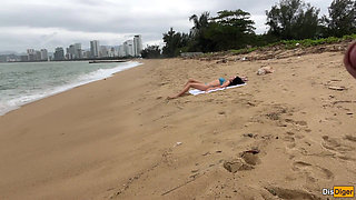 Babe Can I Cum on Your Tits? - Cock Flashing on the Beach