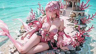 Pink Mermaid Queen! Private Gaze in the Underwater Palace, From Deep Sea Dreams to Beach Climax.